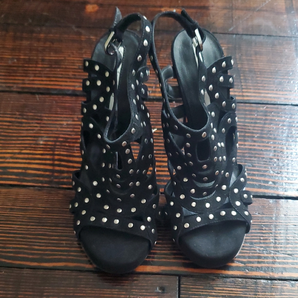 Studded Black Women's Heels